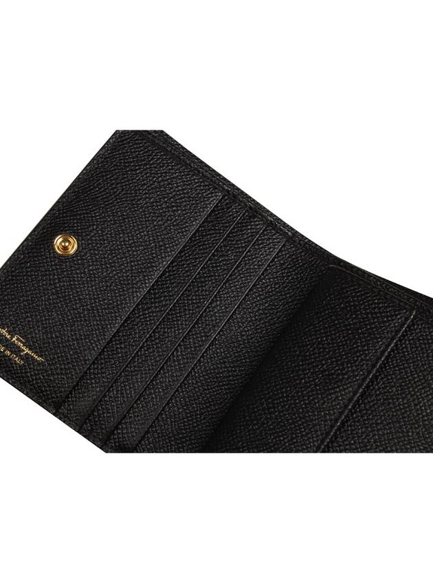 Gancini Compact Half Wallet Black - SALVATORE FERRAGAMO - BALAAN 7