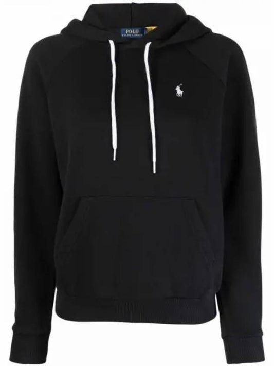 Women's White Embroidered Logo Hoodie Top Black - POLO RALPH LAUREN - BALAAN.