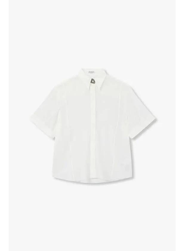 Women s Roll up Short Sleeve Silk Shirt White - BRUNELLO CUCINELLI - BALAAN 1