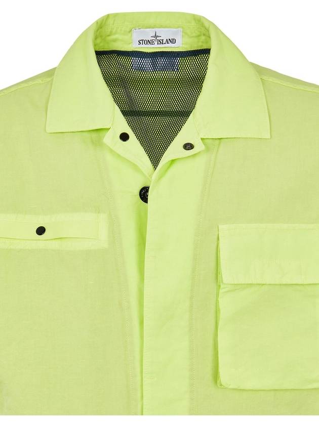 Men's Waffen Short Sleeve Shirt Jacket Lime - STONE ISLAND - BALAAN 5