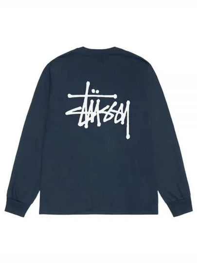 Basic Long Sleeve T-Shirt Navy - STUSSY - BALAAN 2