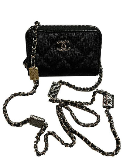 CC Logo Zip Around Chain Card Wallet Black - CHANEL - BALAAN 2