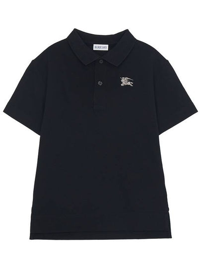 Kids Cotton Polo Shirt Black - BURBERRY - BALAAN 2