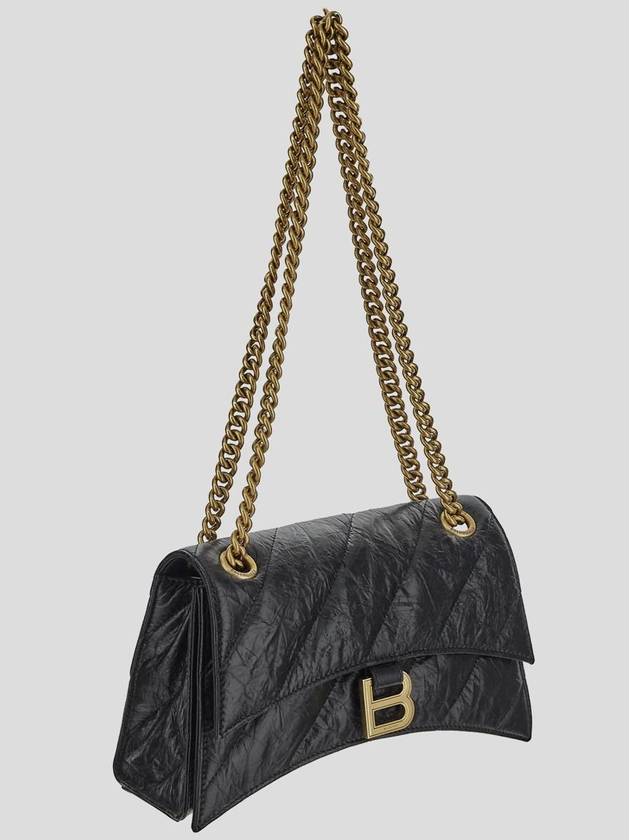 Crush Chain Strap Small Leather Shoulder Bag Gold Black - BALENCIAGA - BALAAN 3