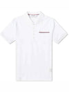 RWB Pocket Interlock Cotton Short Sleeve Polo Shirt White - THOM BROWNE - BALAAN 3