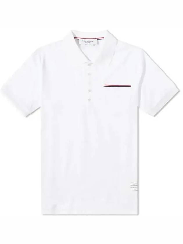 RWB Pocket Interlock Cotton Short Sleeve Polo Shirt White - THOM BROWNE - BALAAN 3