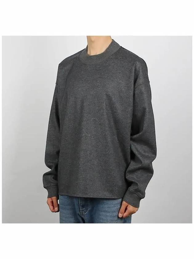 Crew Neck Relaxed Fit Wool Knit Top Dark Grey - JIL SANDER - BALAAN 3