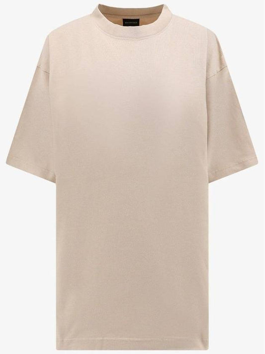 Logo Print Short Sleeve T-Shirt Beige - BALENCIAGA - BALAAN 1