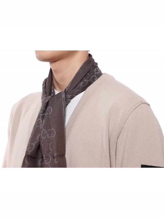 GG Jacquard Pattern Two-Tone Wool Silk Muffle Dark Brown - GUCCI - BALAAN 4