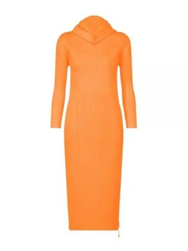 Pleated Hooded Long Dress Orange - ISSEY MIYAKE - BALAAN 2