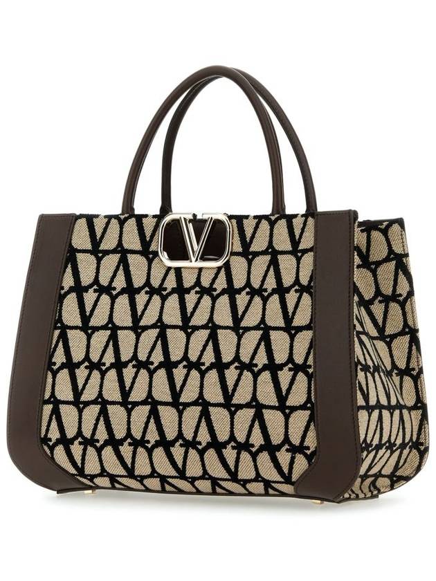 Medium V Logo Signature Iconographe Hand Tote Bag Beige - VALENTINO - BALAAN 3