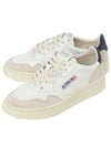 Women's Leather Suede Medalist Low Top Sneakers White Blue - AUTRY - BALAAN 2