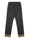 GG Pattern Cuff Jeans Dark Blue Camel - GUCCI - BALAAN 2