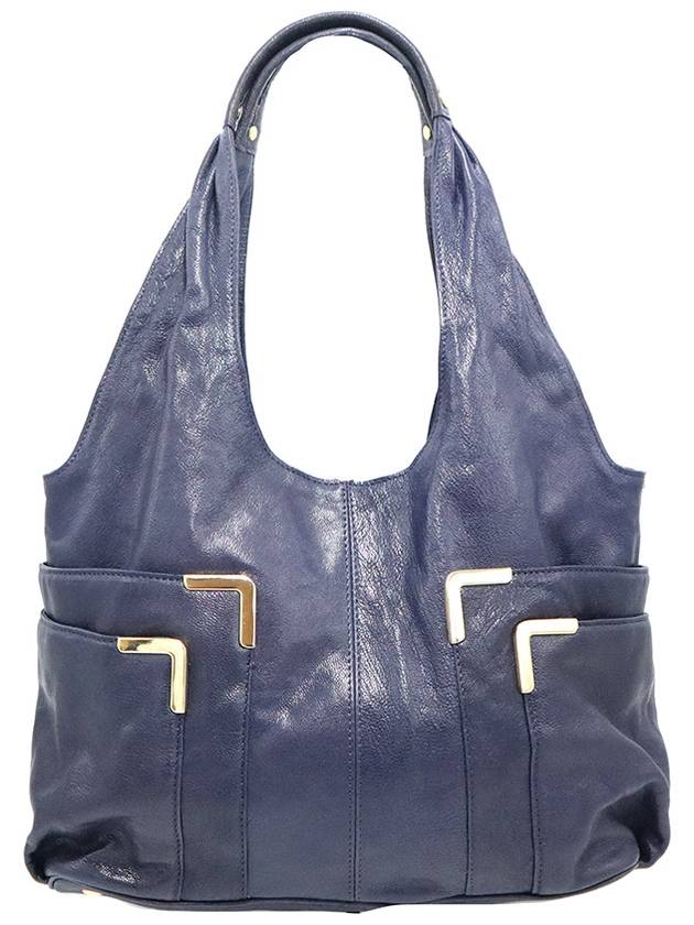 Michael Kors 30H91BRT3L Navy Saffiano Gold Shoulder Bag - MICHAEL KORS - BALAAN 5