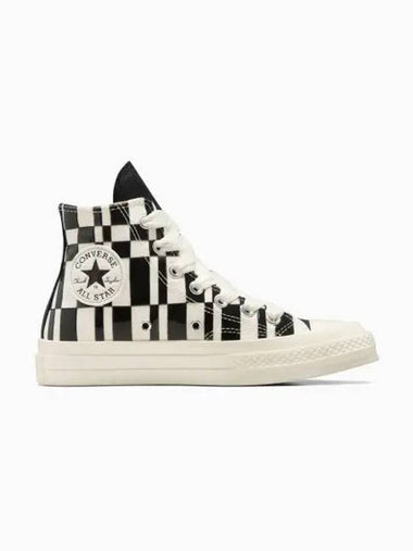 Chuck 70 Checkered Print High Top Sneakers Egret Black - CONVERSE - BALAAN 1