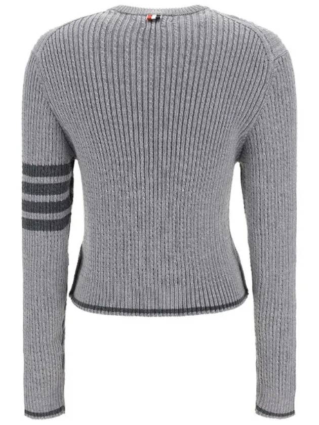 4 Bar Stripe Cable Knit Top Grey - THOM BROWNE - BALAAN 3