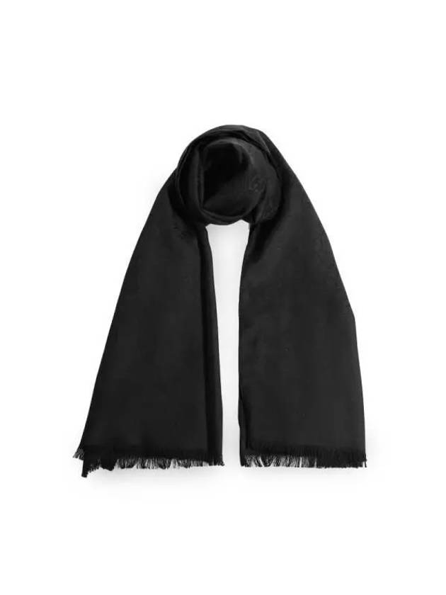 GG Jacquard Pattern Two-Tone Wool Silk Muffle Black - GUCCI - BALAAN 6