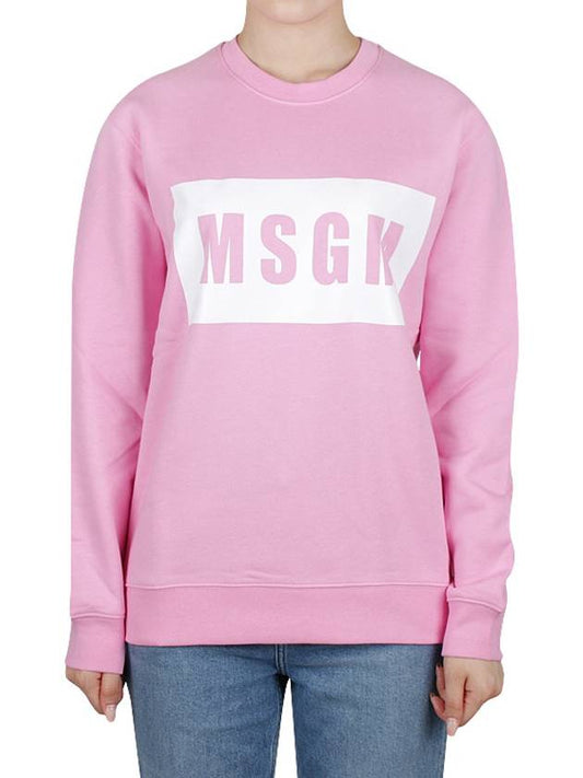 Box Logo Crew Neck Cotton Sweatshirt Pink - MSGM - BALAAN 2