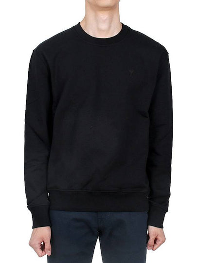 Embroidered Heart Logo Sweatshirt Black - AMI - BALAAN 2