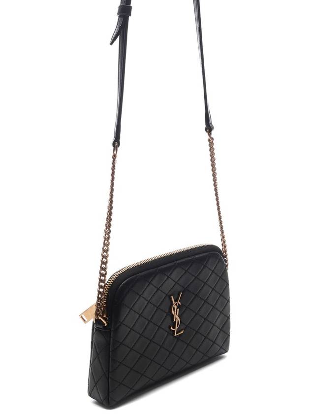 Gaby Quilted Lambskin Chain Cross Bag Black - SAINT LAURENT - BALAAN 4