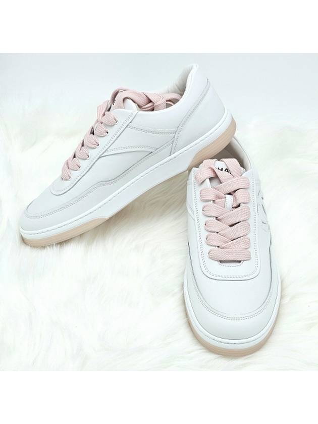 CC Logo Tennis Sneakers White Pink Unisex G39978 - CHANEL - BALAAN 3