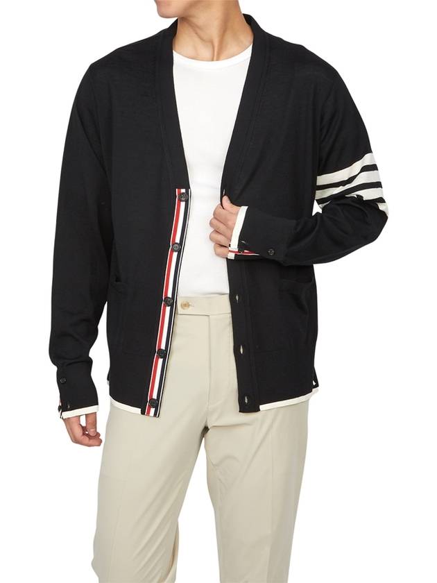 Wool 4-Bar Cardigan Black - THOM BROWNE - BALAAN 6