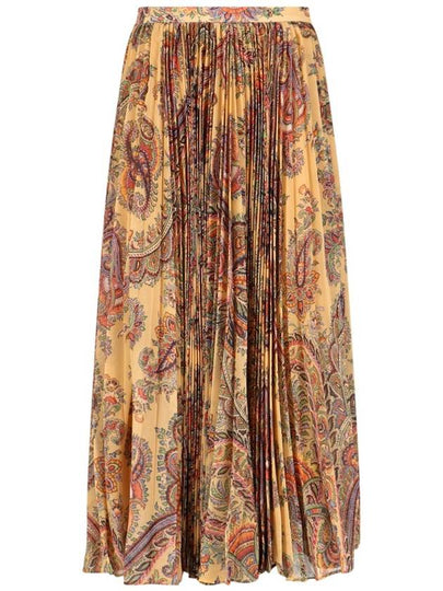 Paisley Print Silk Midi Pleated Skirt Beige - ETRO - BALAAN 2