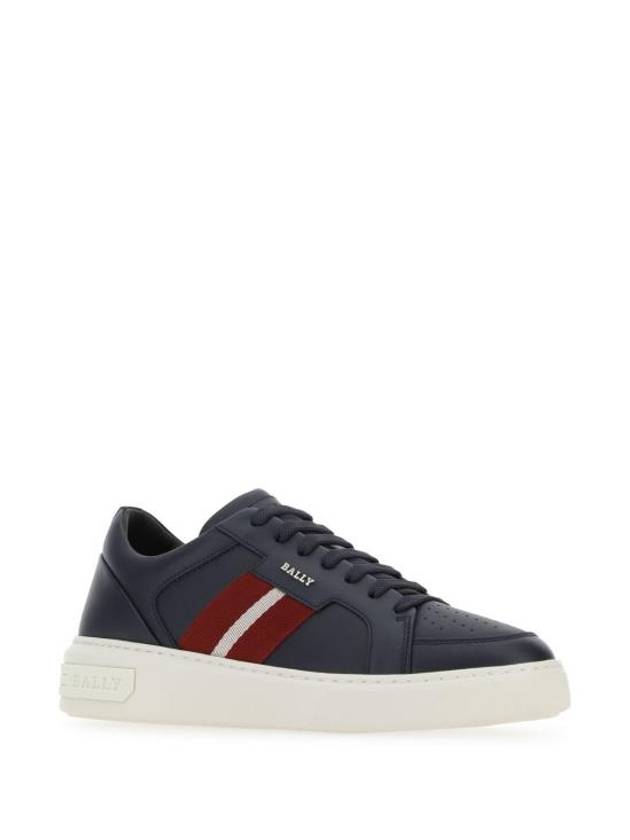 Moony Striped Leather Low Top Sneakers Navy - BALLY - BALAAN 2