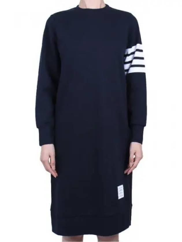 Classic Loopback 4-Bar Sweater Midi Dress Light Navy - THOM BROWNE - BALAAN 2