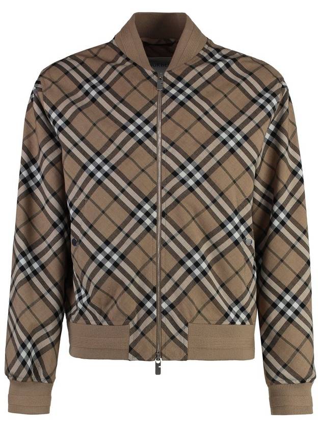 Harrington Check Wool Blend Zip-Up Jacket Brown - BURBERRY - BALAAN 2