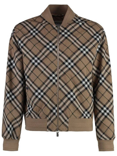 Harrington Check Wool Blend Zip-Up Jacket Brown - BURBERRY - BALAAN 2