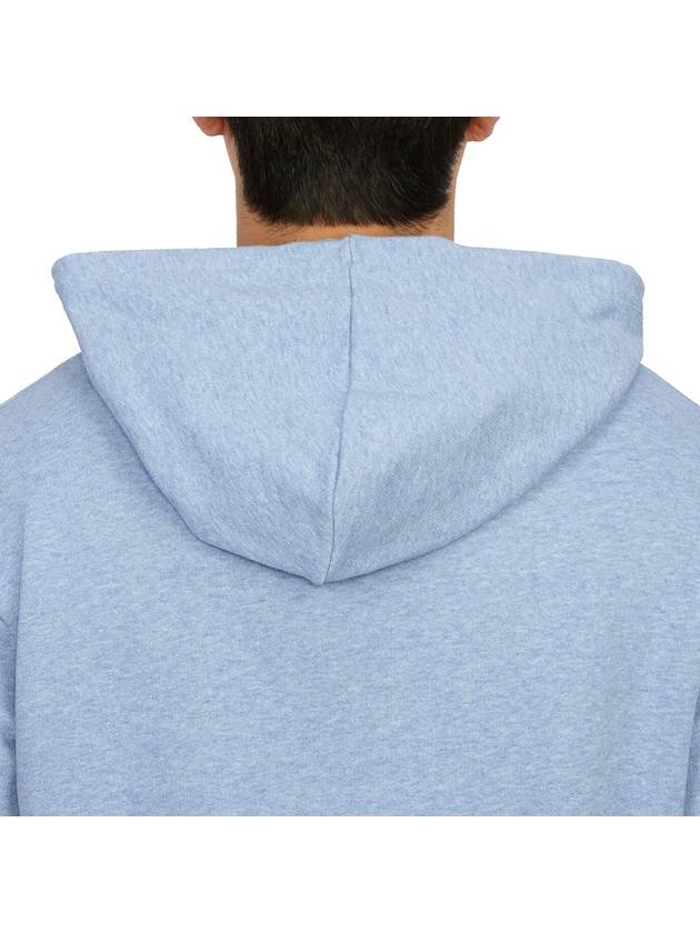 Logo Print Drawstring Hoodie Blue - A.P.C. - BALAAN 8