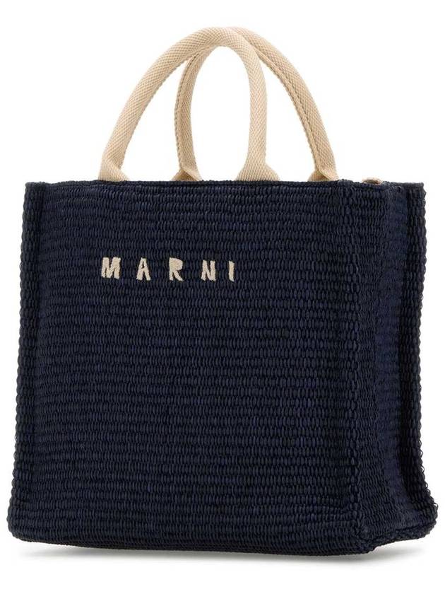 Small Raffia East West Tote Bag Navy - MARNI - BALAAN 2