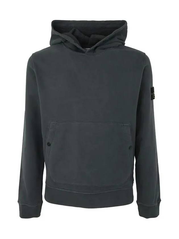 Snap Brushed Cotton Fleece Hoodie Lead Grey - STONE ISLAND - BALAAN 3