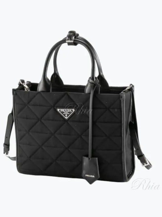 Triangle Logo Jagard Tote Bag Black - PRADA - BALAAN 2