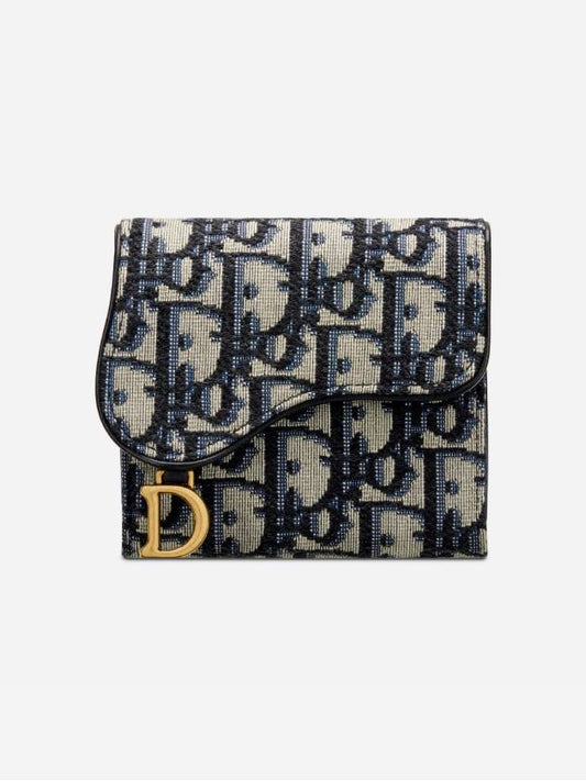 Saddle Lotus Wallet Blue  Oblique Jacquard - DIOR - BALAAN 2