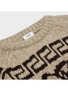 Taupe Triope Fair Isle Wool Sweater - CELINE - BALAAN 5