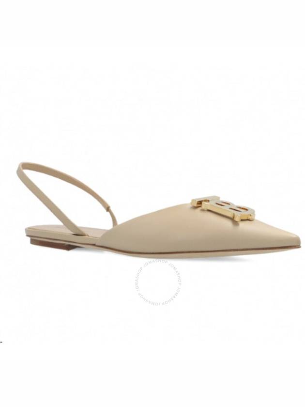 Burberry Ladies Anderton Soft Fawn Logo Plaque Slingback Flats, Brand Size 38 ( US Size 8 ) - BURBERRY - BALAAN 2