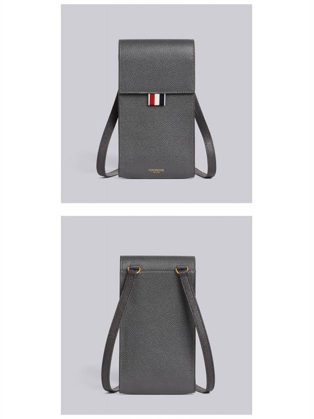 Label Leather Cross Bag Dark Grey - THOM BROWNE - BALAAN.