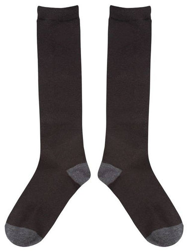 Wool blend knee socks black brown - BUTTONPLAY - BALAAN 1