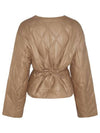 Women's Quilted Recycled Nylon Down Zip-Up Jacket Beige - GANNI - BALAAN 3