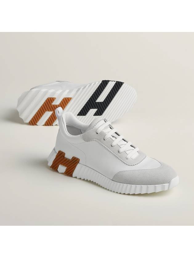 Bouncing Sneakers Calfskin Suede Goatskin Blanc - HERMES - BALAAN 2