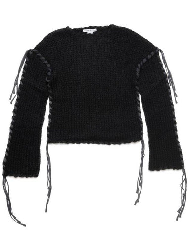 Lacing Drop Shoulder Knit Top Black - ACNE STUDIOS - BALAAN 1