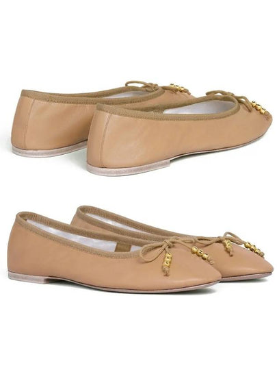 Women's Les Lambskin Ballerina Flats Cappuccino - CELINE - BALAAN 2