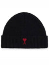 Heart Logo Wool Beanie Black - AMI - BALAAN 2