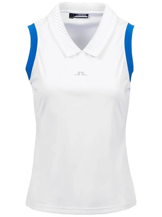 Golfwear Women's Glass Sleeveless Top White Blue - J.LINDEBERG - BALAAN 2