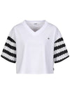 Striped Lace Sleeve T-Shirt MW4ME424 - P_LABEL - BALAAN 9