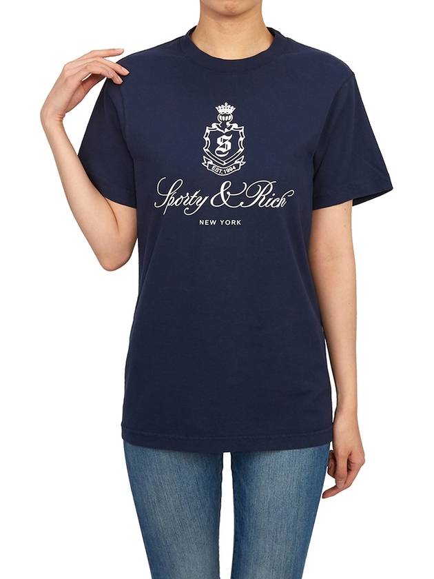 Vendome Cotton Short Sleeve T-Shirt Navy - SPORTY & RICH - BALAAN 6