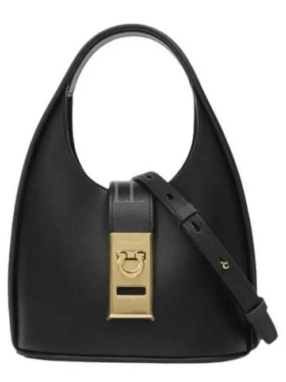 Women's Gancini Buckle Mini Hobo Shoulder Bag Black - SALVATORE FERRAGAMO - BALAAN 2