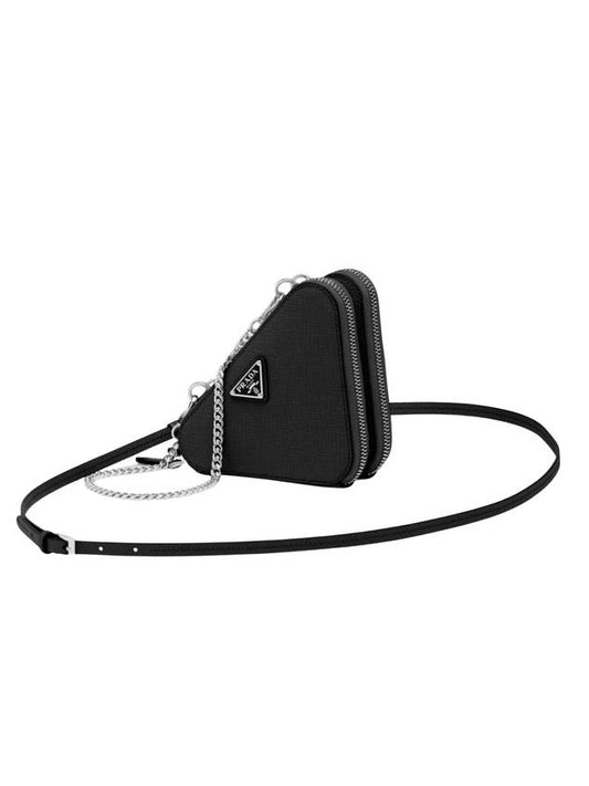 Saffiano Leather Mini Pouch Black - PRADA - BALAAN 1